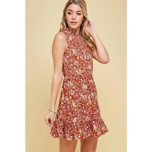 Floral Sleeveless Dress - Red